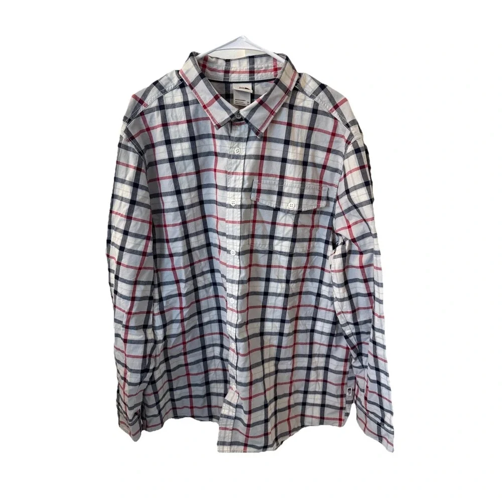 The‎ North Face Men's XXL 2XL Red Black Plaid 100% Cotton Button Front Shirt